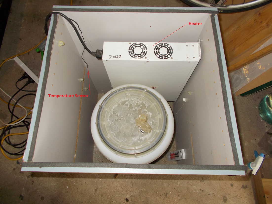 My fermenter in its heat box